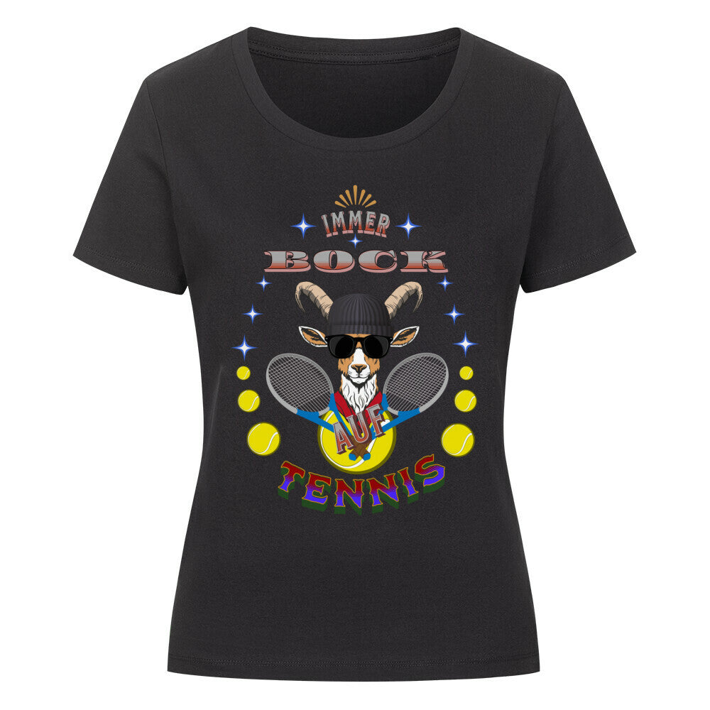 Premium Organic Shirt Women in Schwarz mit „Auf TENNIS immer BOCK“-TORIPROS