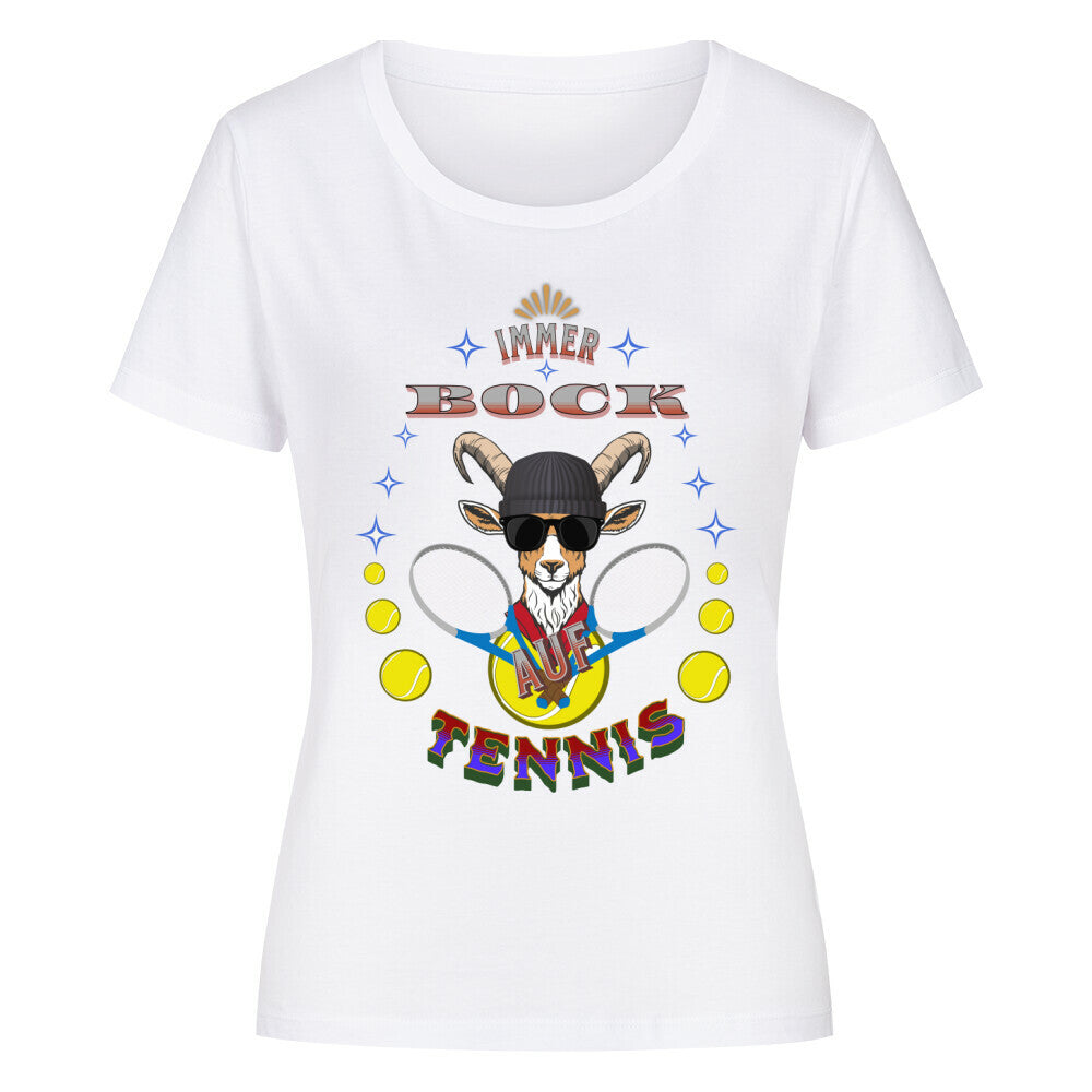  Premium Organic Shirt Women in Weiß mit „Auf TENNIS immer BOCK“-TORIPROS