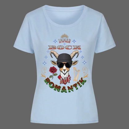  Premium Organic Shirt Women in Sky Blue mit „IMMER BOCK auf ROMANTIK“-TORIPROS