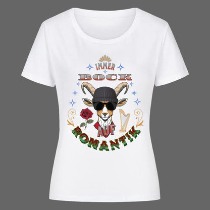  Premium Organic Shirt Women in Weiß mit „IMMER BOCK auf ROMANTIK“-TORIPROS