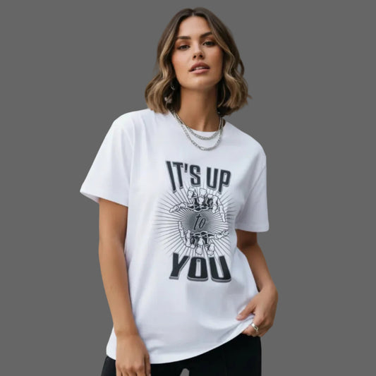 Premium Organic Shirt Women in Weiß mit „IT'S UP TO YOU“-TORIPROS