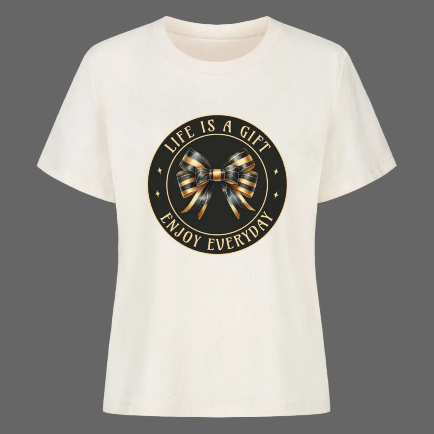 Premium Organic Shirt Women in Natural mit „LIFE IS A GIFT"-TORIPROS