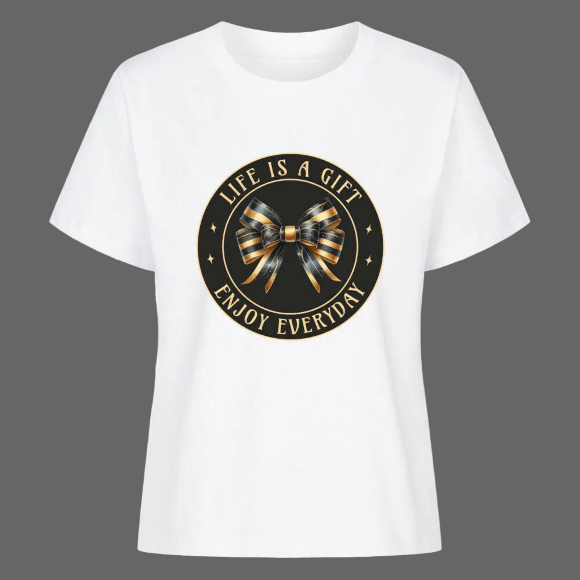Premium Organic Shirt Women in Weiß mit „LIFE IS A GIFT"-TORIPROS