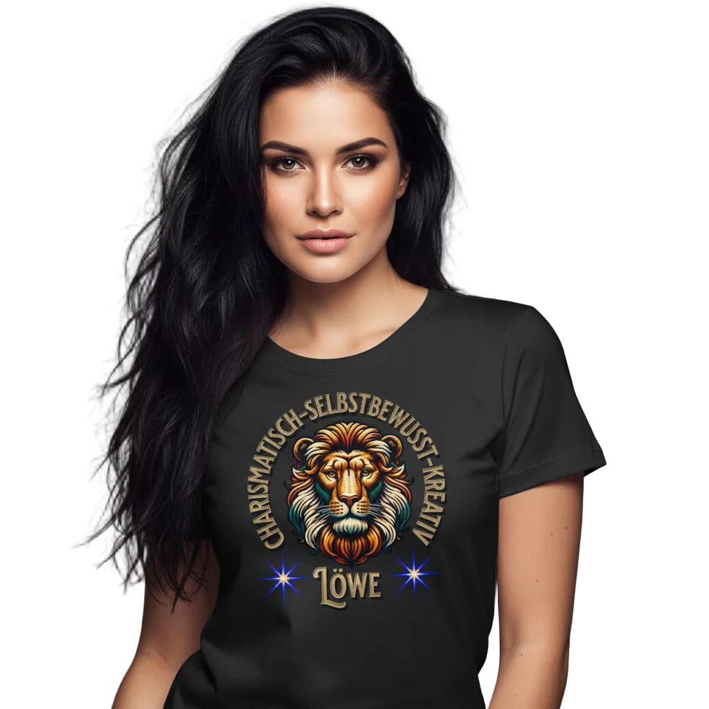 Premium Organic Shirt Women / Löwe Sternzeichen -Schwarz-Toripros