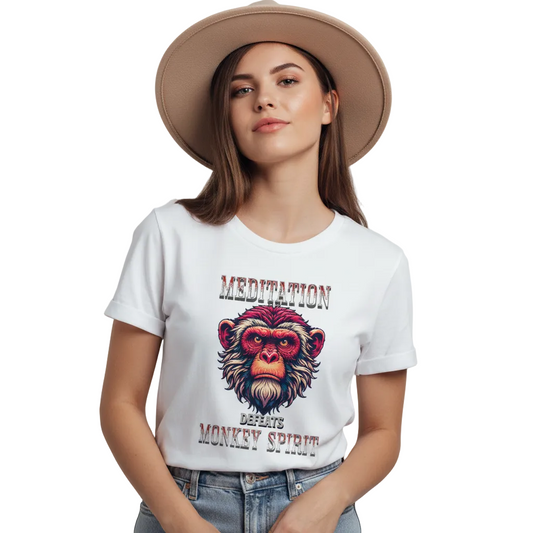 Premium Organic Shirt Women / MEDITATION  defeats MONKEY SPIRIT