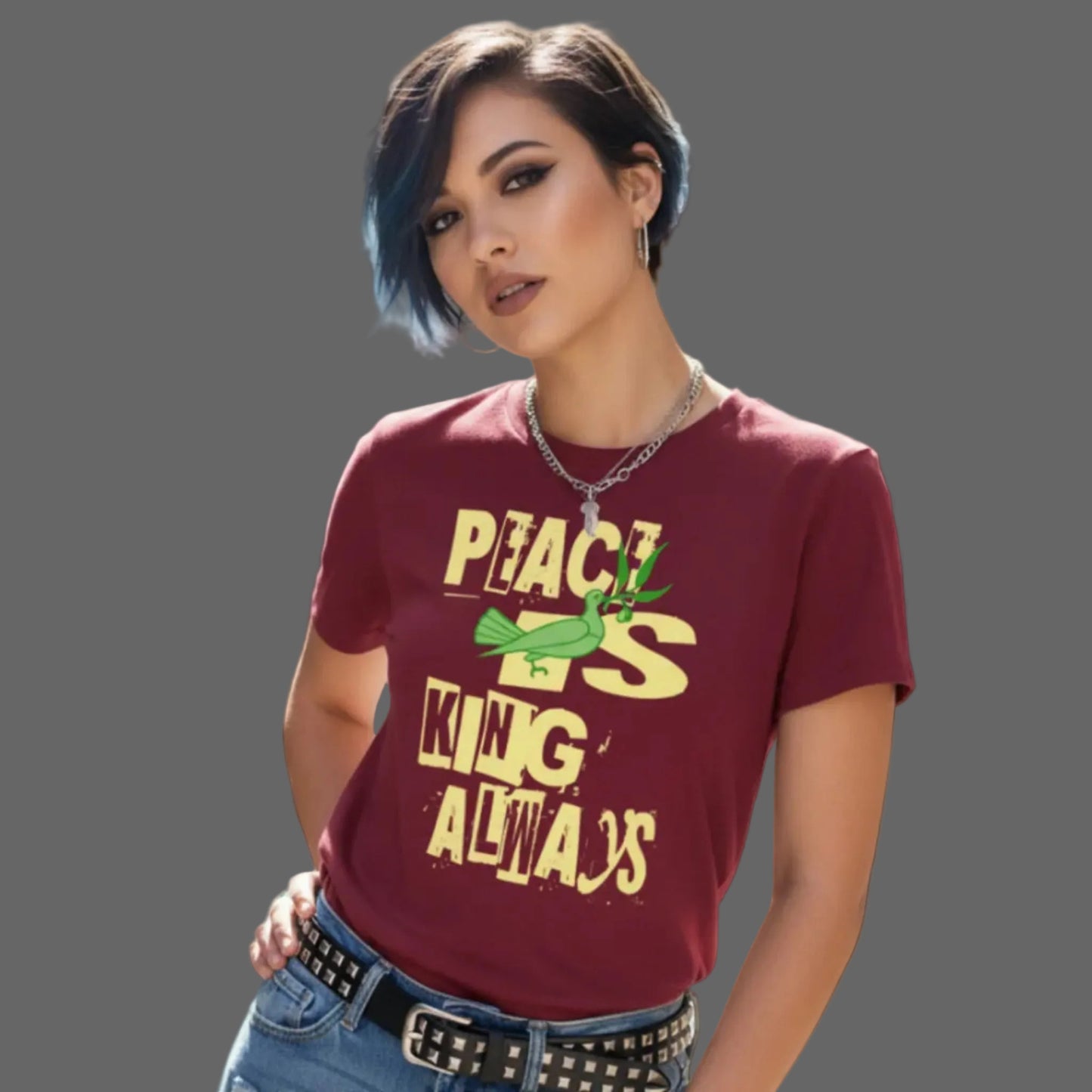 Premium Organic Shirt Women / Peace is KING allways-Burgunder-TORIPROS