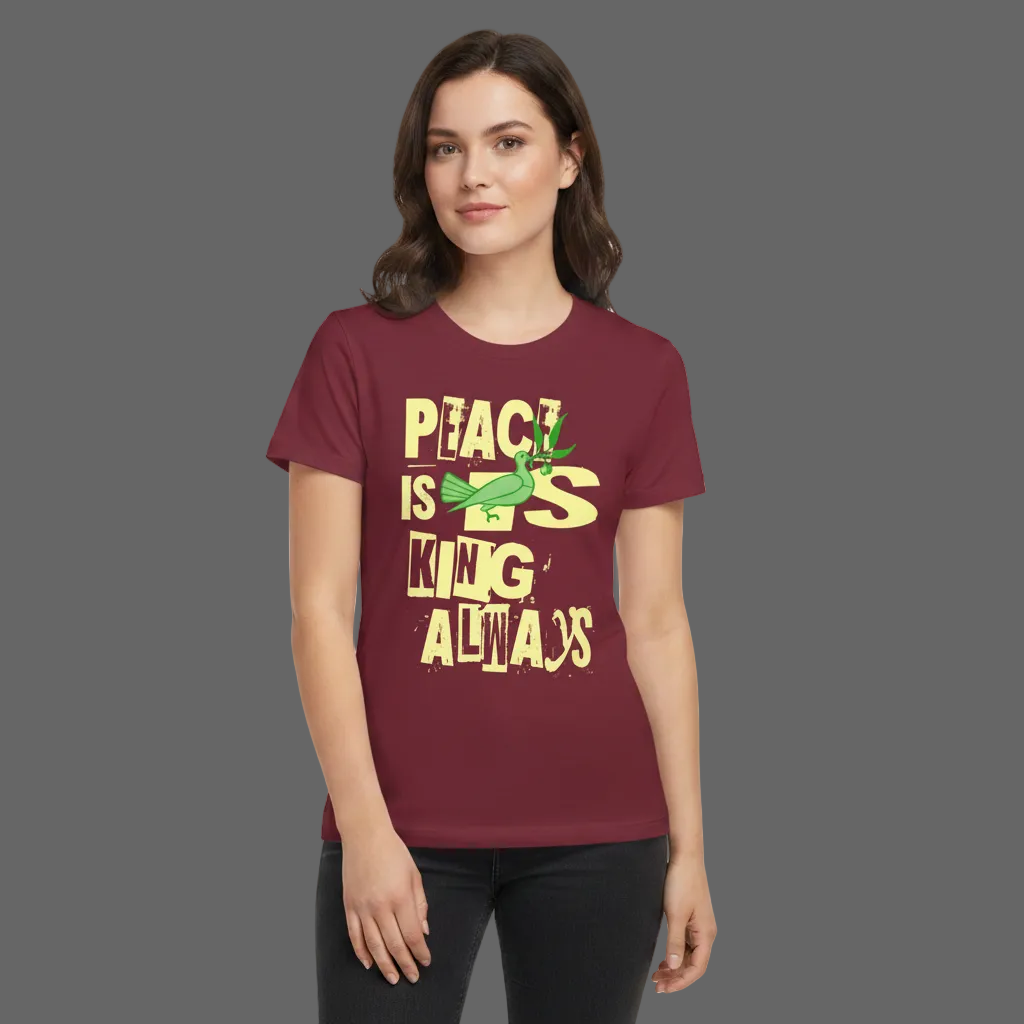 Premium Organic Shirt Women / Peace is KING allways-Burgunder-TORIPROS