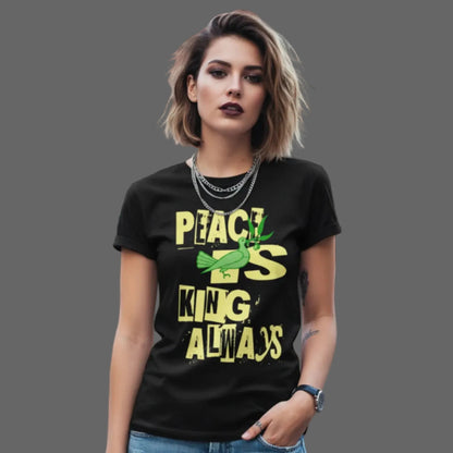 Premium Organic Shirt Women / Peace is KING allways-Schwarz-TORIPROS