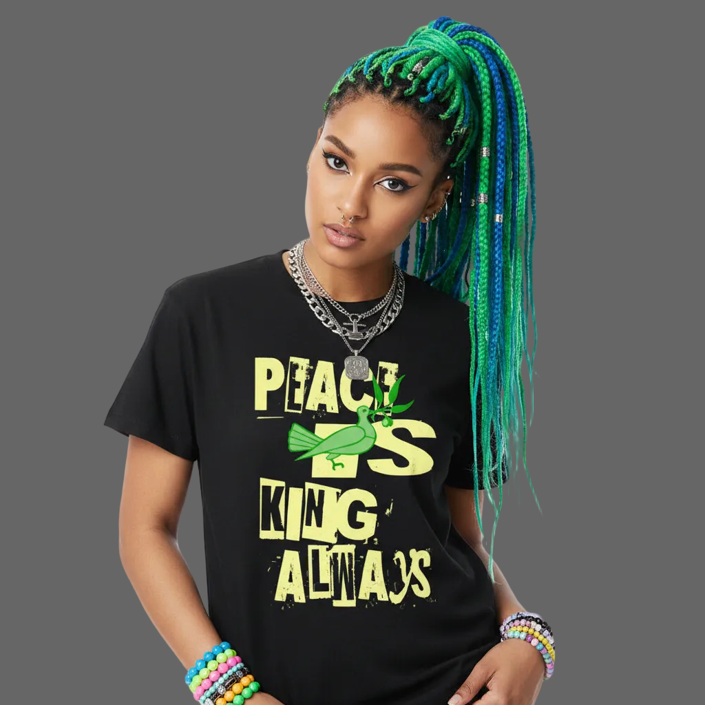 Premium Organic Shirt Women / Peace is KING allways-Schwarz-TORIPROS