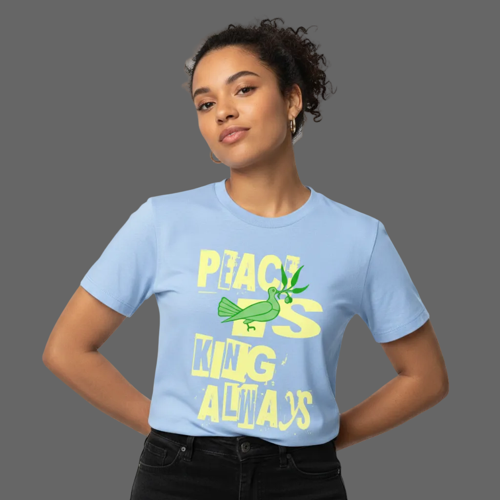 Premium Organic Shirt Women / Peace is KING allways-Sky Blue-TOIPROS
