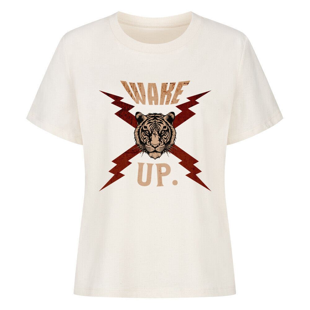  Premium Organic Shirt Women in Natural mit „WAKE UP."-TORIPROS