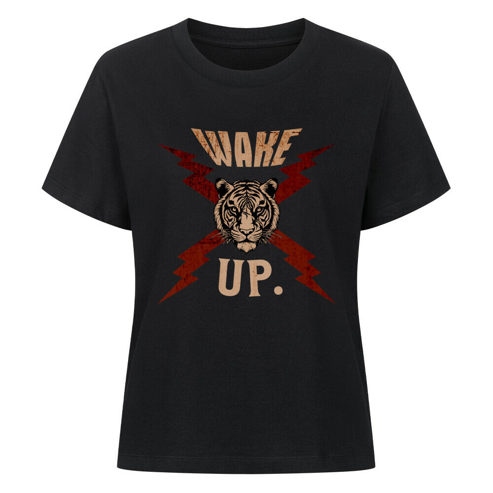 Premium Organic Shirt Women in Schwarz mit „WAKE UP."-TORIPROS