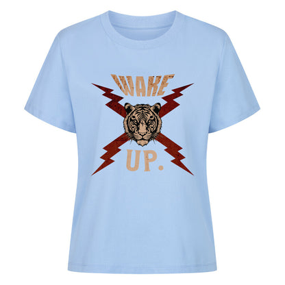 Premium Organic Shirt Women in Sky Blue mit „WAKE UP."-TORIPROS
