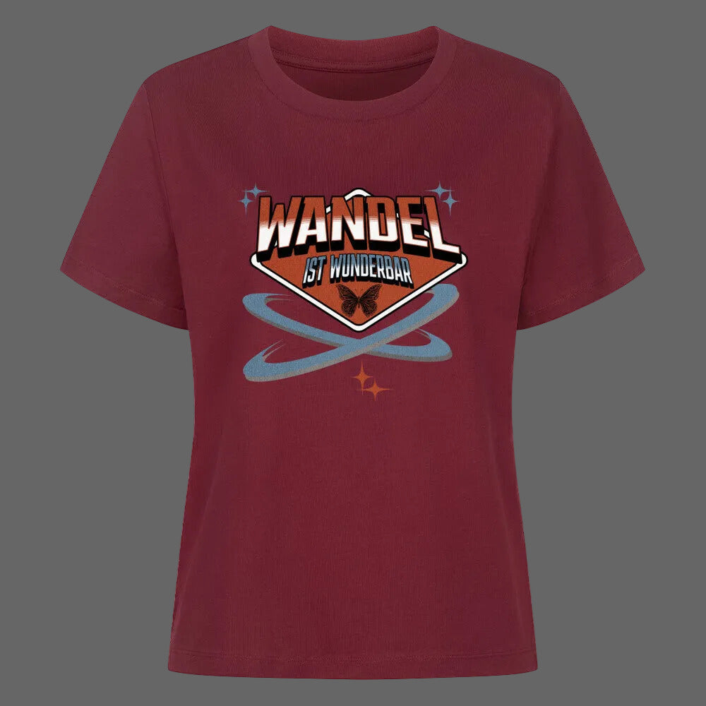 Premium Organic Shirt Women in Burgunder mit „WandelWunderbar“-TORIPROS