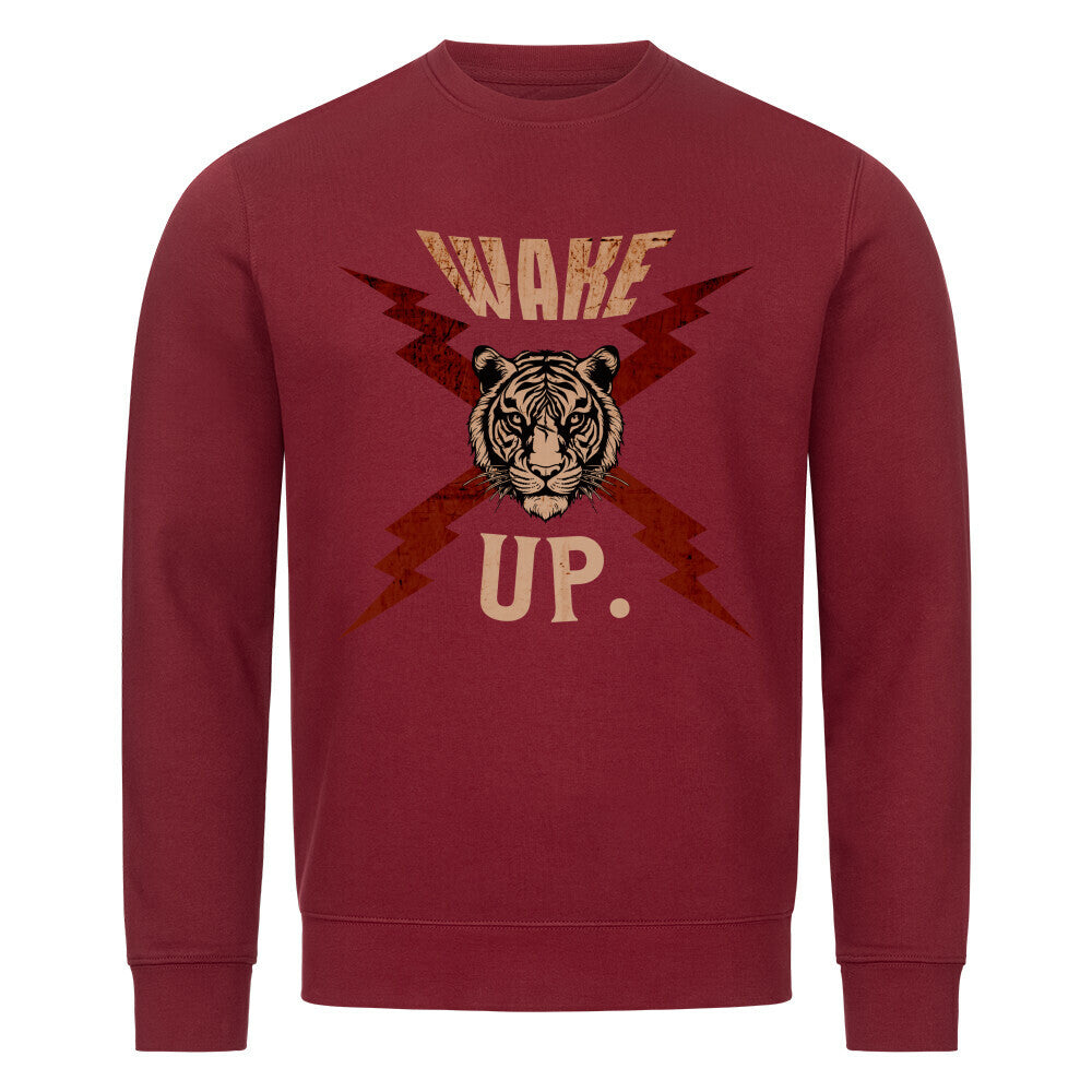 Premium Organic Sweatshirt in Burgunder mit „WAKE UP."-TORIPROS