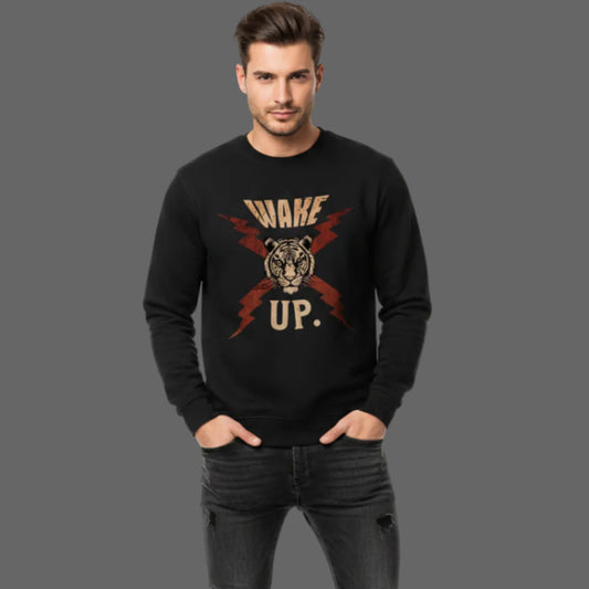  Premium Organic Sweatshirt in Schwarz mit „WAKE UP."-TORIPROS