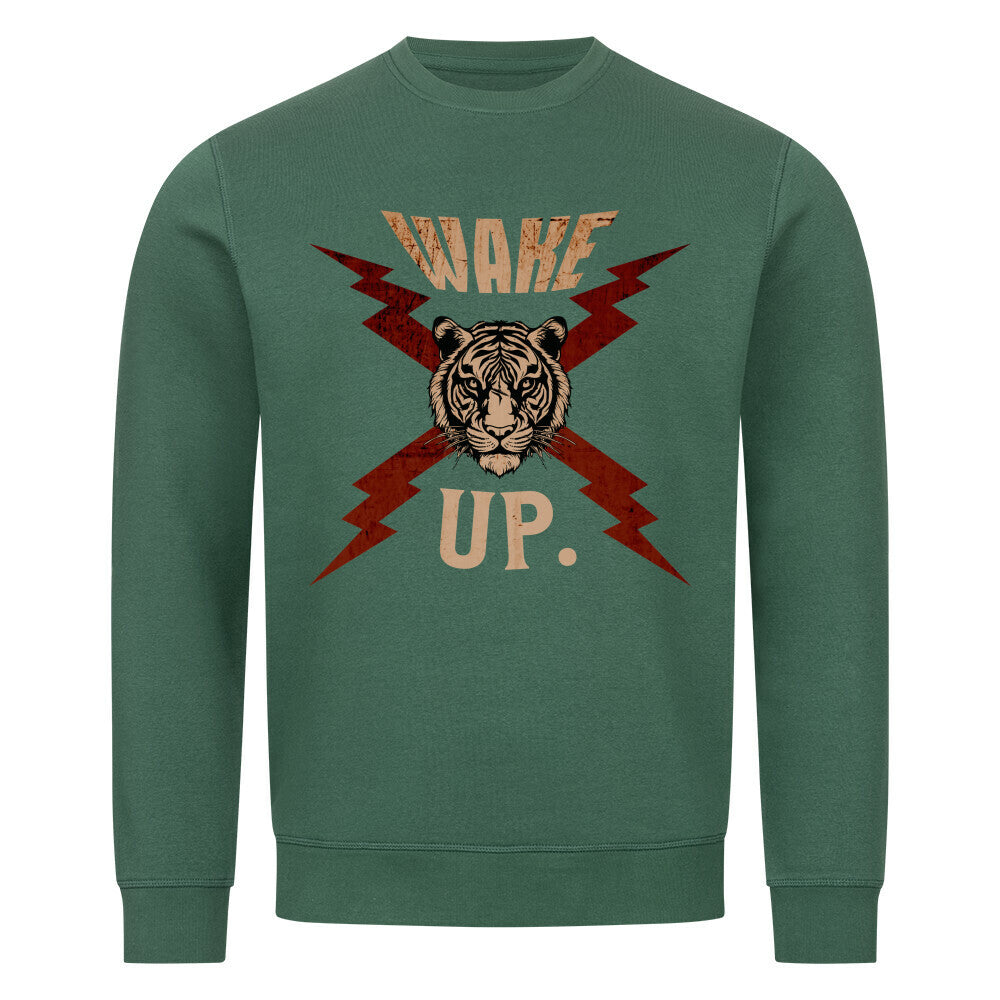  Premium Organic Sweatshirt in Varsity Green mit „WAKE UP."-TORIPROS