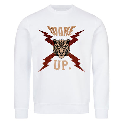 Premium Organic Sweatshirt in Weiß mit „WAKE UP."-TORIPROS