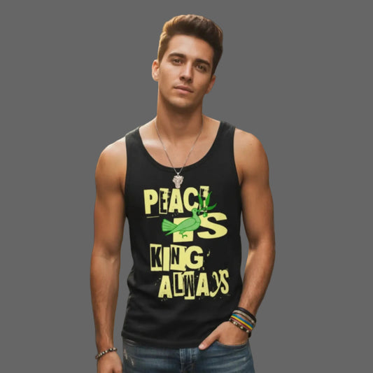 Premium Organic Tanktop / Peace is KING allways-schwarz-TOIPROS