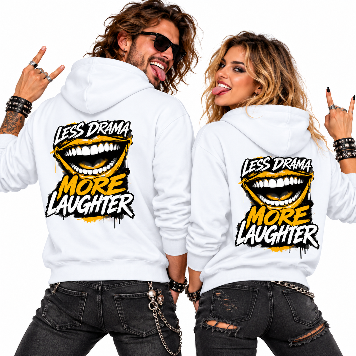 HigherBlanks Premium Hoodie / LAUGH MORE