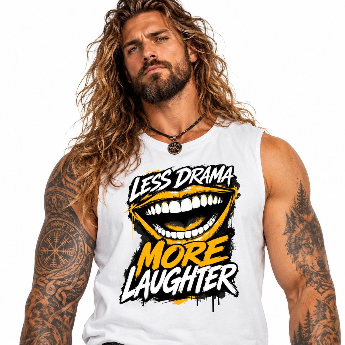 Sleeveless Oversized Tee / LAUGH MORE