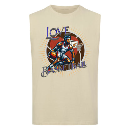 Sleeveless Oversized Tee / Basketball-Love-  sand