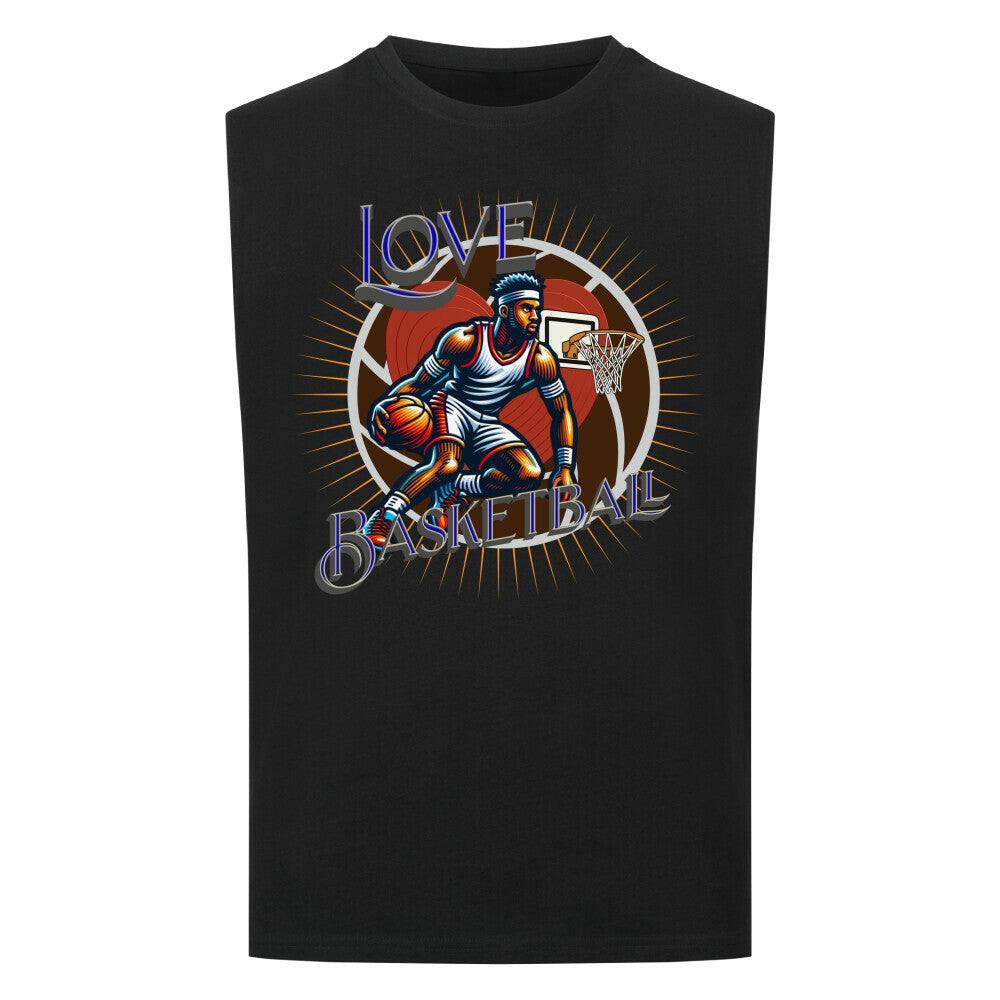 Sleeveless Oversized Tee / Basketball-Love- schwarz