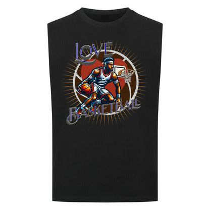 Sleeveless Oversized Tee / Basketball-Love- schwarz