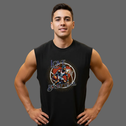 Sleeveless Oversized Tee / Basketball-Love- schwarz