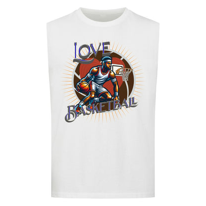 Sleeveless Oversized Tee / Basketball-Love- weiß