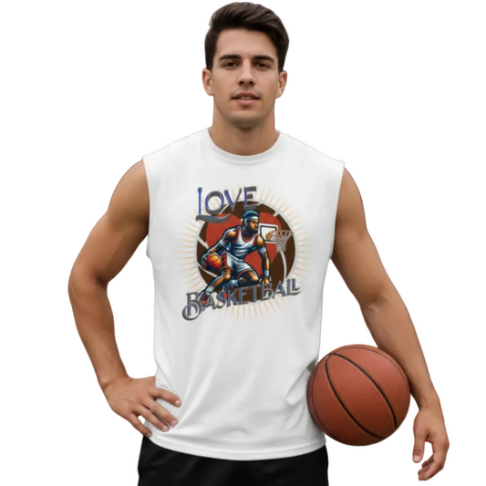Sleeveless Oversized Tee / Basketball-Love- weiß