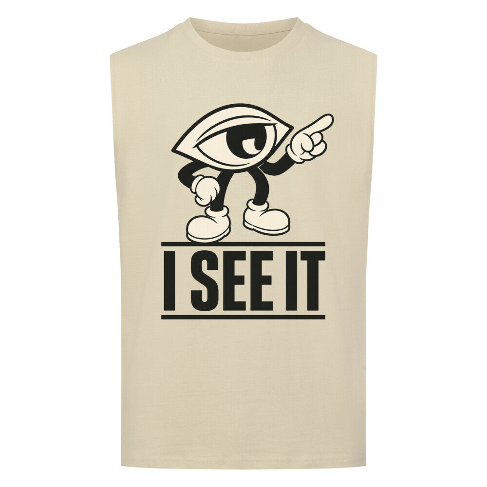 Sleeveless Oversized Tee / I SEE IT - Sand-TORIPROS