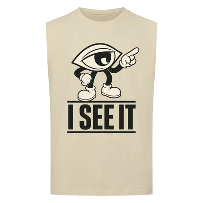 Sleeveless Oversized Tee / I SEE IT - Sand-TORIPROS