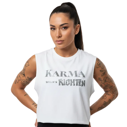 Sleeveless Oversized Tee/KARMA-Image for color: weiß