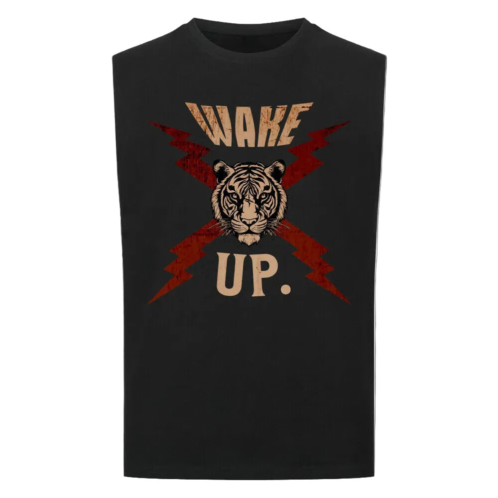 Sleeveless Oversized Tee in Schwarz mit „WAKE UP."-TORIPROS