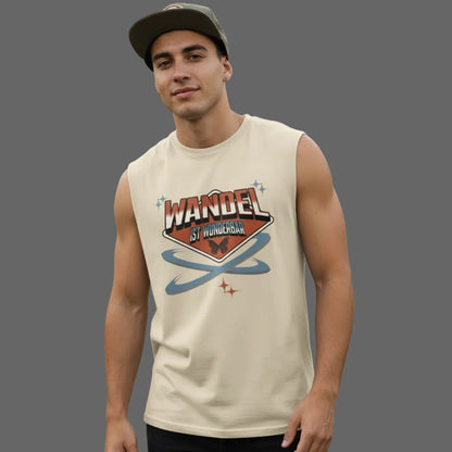 Sleeveless Oversized Tee in sand mit „WandelWunderbar-Design“-TORIPROS