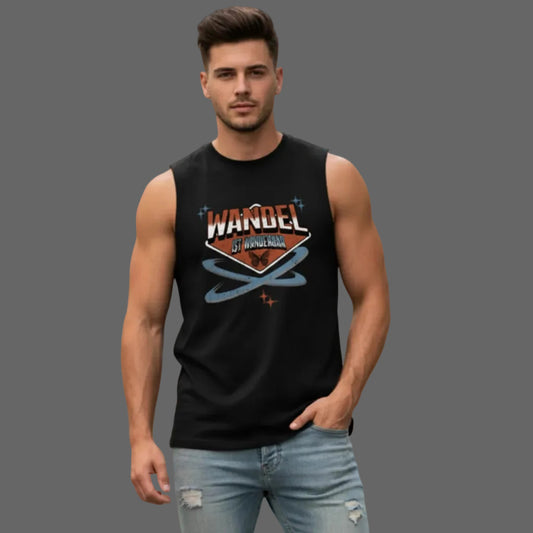 Sleeveless Oversized Tee in schwarz mit „WandelWunderbar-Design“-TORIPROS