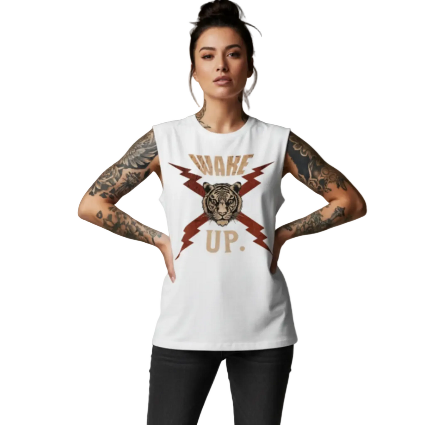 Sleeveless_Oversized_Tee_WAKE_UP_Weiß-Toripros