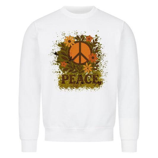 Classic Sweatshirt aus der Toripros PEACE Kollektion – Flowers PEACE Design in Weiß, nachhaltiges Statement-Piece mit floraler Friedensbotschaft