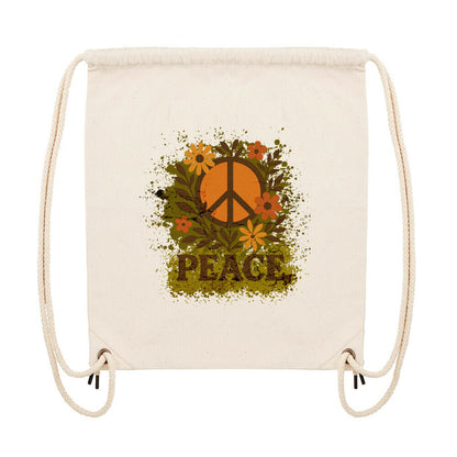 Gym Bag aus der Toripros PEACE Kollektion – Flowers PEACE Design in Natural, nachhaltiges Accessoire mit Friedensbotschaft und floralem Stil