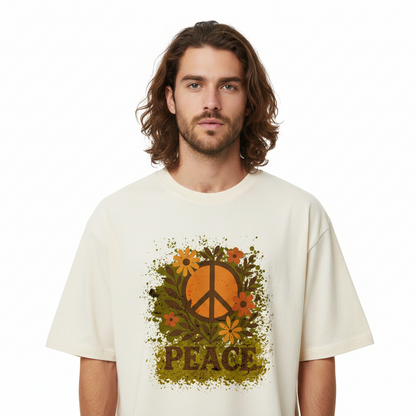 Premium Organic Oversize Blast Unisex- Flowers PEACE