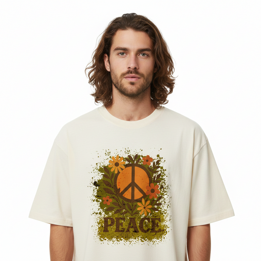 Premium Organic Oversize Blast Unisex- Flowers PEACE
