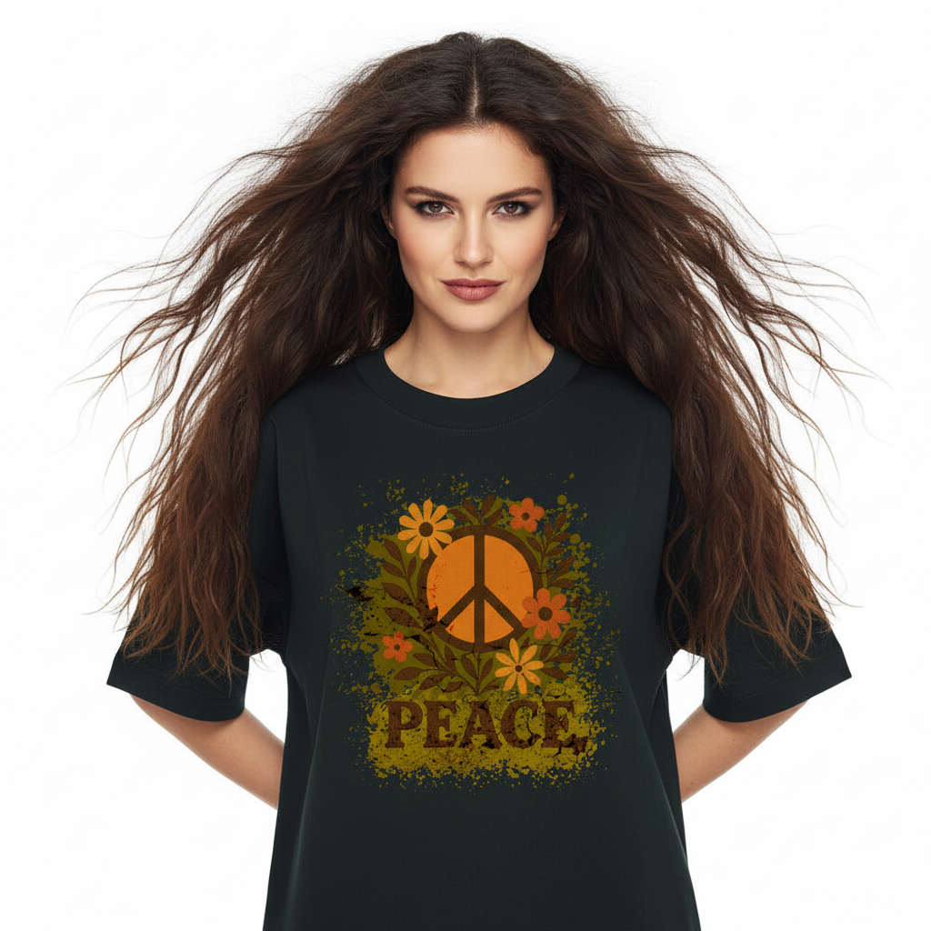 Premium Organic Oversize Blast Unisex- Flowers PEACE