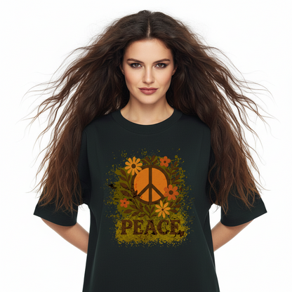Premium Organic Oversize Blast Unisex- Flowers PEACE