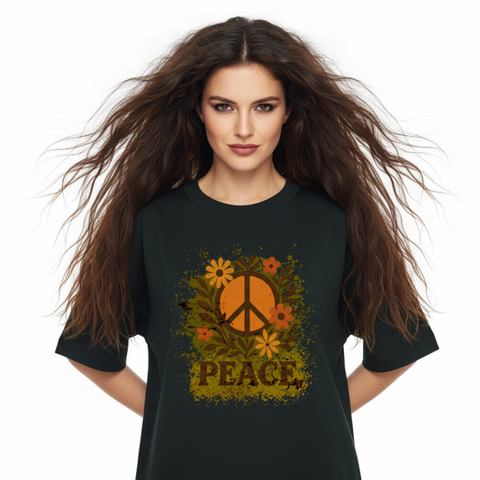 Premium Organic Oversize Blast Unisex- Flowers PEACE