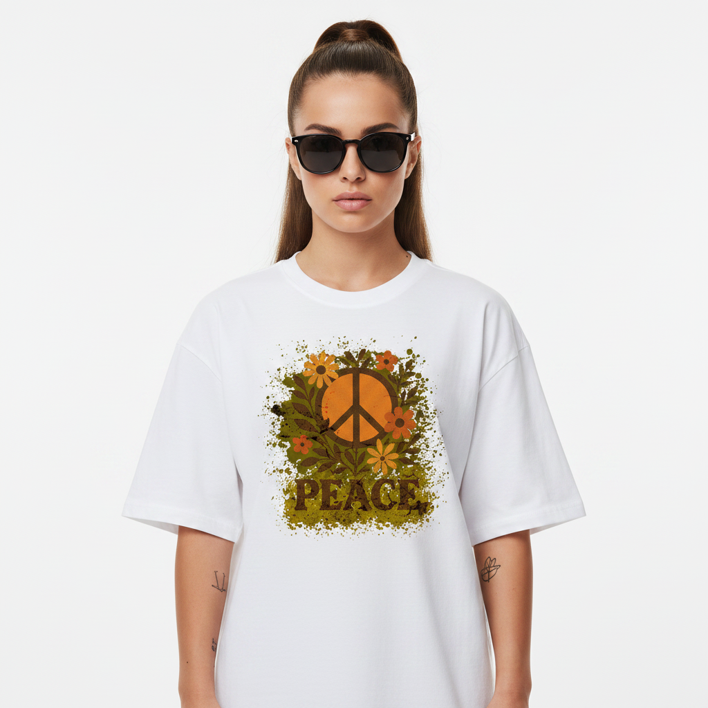 Premium Organic Oversize Blast Unisex- Flowers PEACE