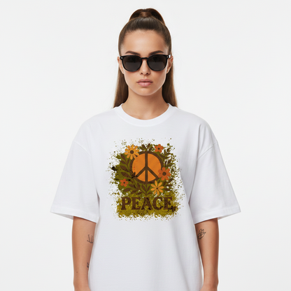 Premium Organic Oversize Blast Unisex- Flowers PEACE
