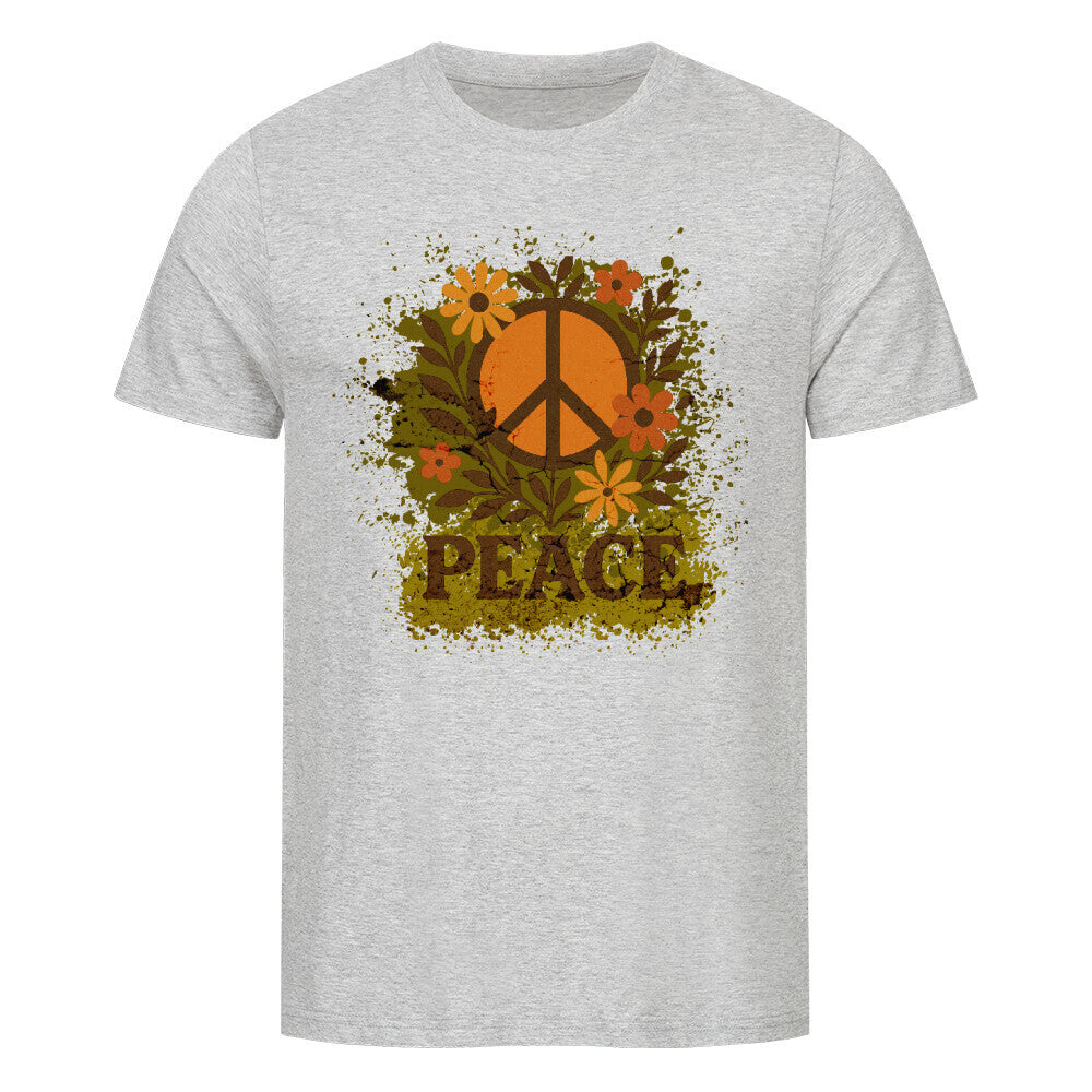 Premium Organic Shirt aus der Toripros PEACE Kollektion – Flowers PEACE Design in Heather Grey, zeitloses Statement-Piece mit floraler Friedensbotschaft