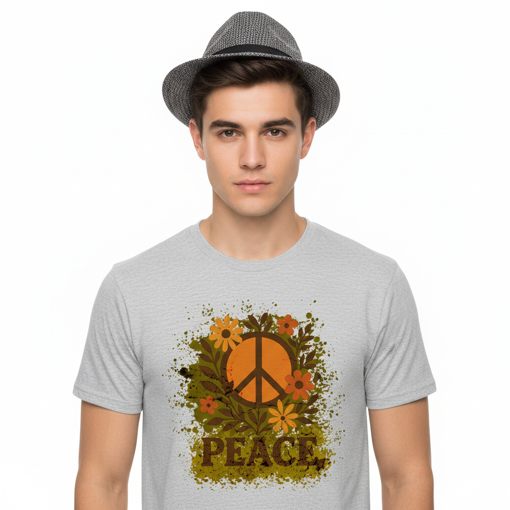 Premium Organic Shirt / Flowers PEACE