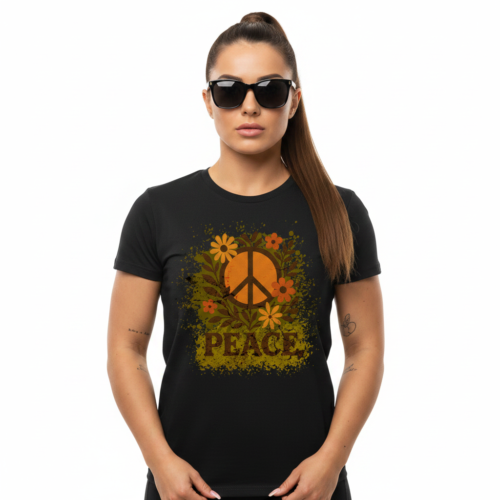 Premium Organic Shirt / Flowers PEACE